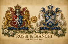 
Load image into Gallery viewer, Anniversary Dual sample page 1 — Rossi &amp; Bianchi united arms (locked quality model) — Herald Lab