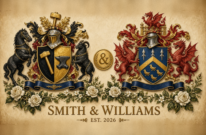 Anniversary Dual sample page 1 — Smith & Williams united arms — Herald Lab