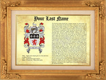 Load image into Gallery viewer, Father's Day Best Gift - Origin of the Last Name - Heraldic Document