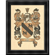 Load image into Gallery viewer, Authentic Family Coat of Arms full color - Size:  11" x 8.5"   CM 21.5 x 28